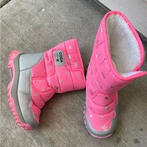 Coga Boots Girls Snow Boots Pink Fleece Lined Waterproof Boots size 1.5
